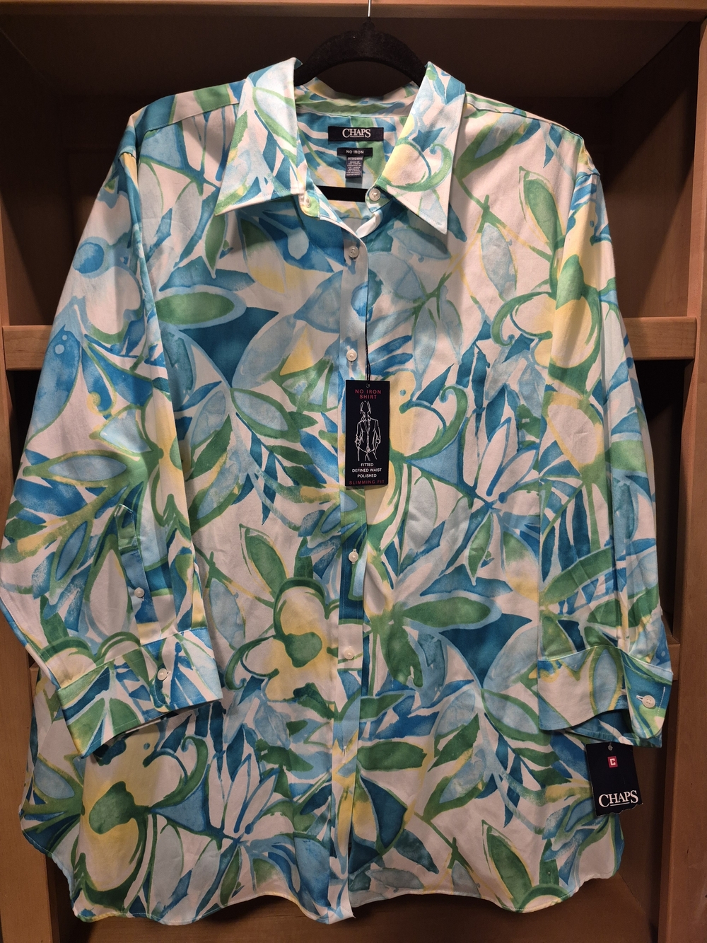 Chaps Women's Blue & Green Floral Button-Up Shirt